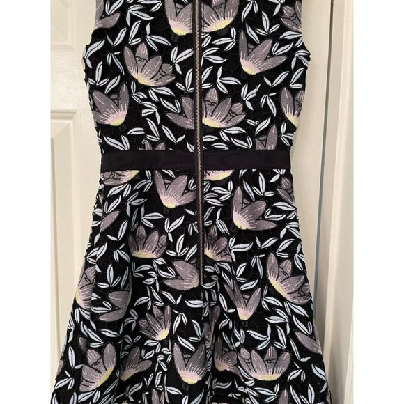 SELF-PORTRAIT Fit & Flare Dress Size UK 6 / US 2 Blue Peony Lace Stand Collar - Picture 6 of 8